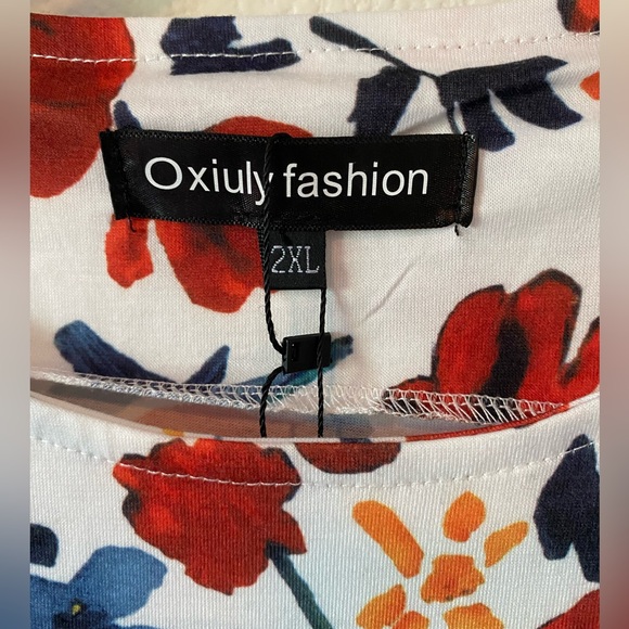 🌸$5 Floral Print Dress - Orange Poppy White and Blue NWT - Picture 3 of 4